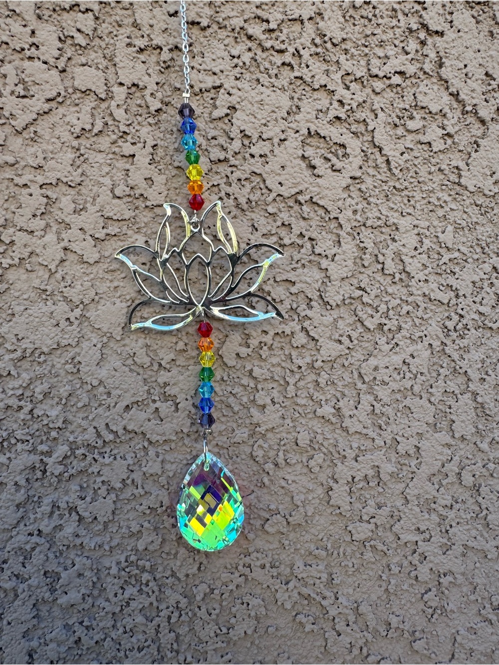 Crystal Lotus Sun Catcher with Rainbow Beads